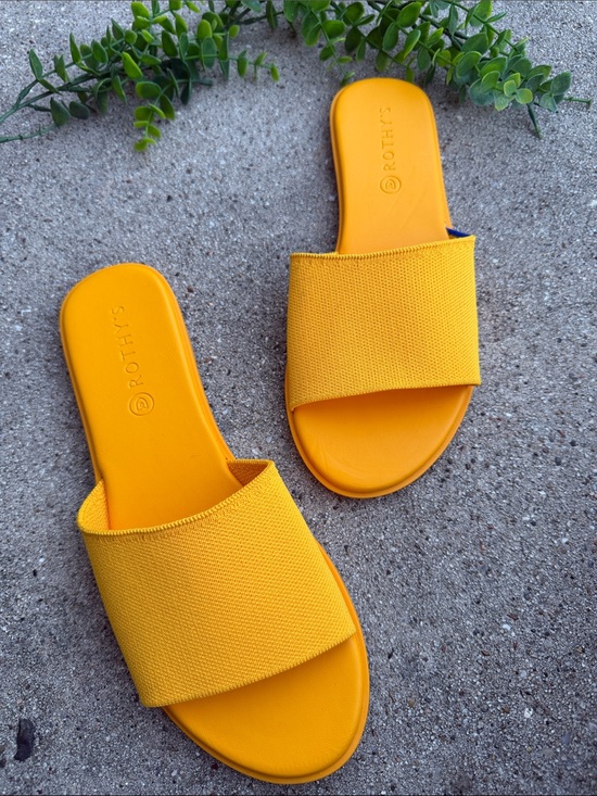 Rothy's Shoes - Rothy's Bright Yellow Wide-strap Slide Sandals